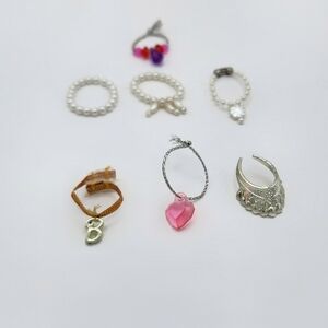 Barbie Necklace Lot 7 Pieces , Vintage 90s, Pearls Silver, Replacement Jewelry